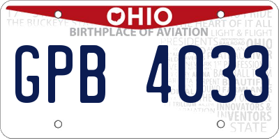 OH license plate GPB4033