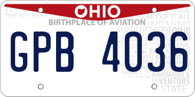 OH license plate GPB4036