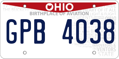 OH license plate GPB4038