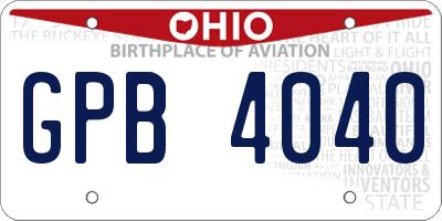 OH license plate GPB4040