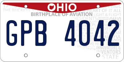 OH license plate GPB4042