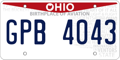 OH license plate GPB4043