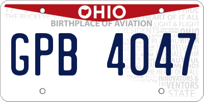 OH license plate GPB4047