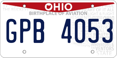 OH license plate GPB4053
