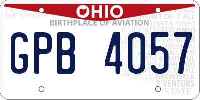 OH license plate GPB4057