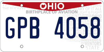 OH license plate GPB4058