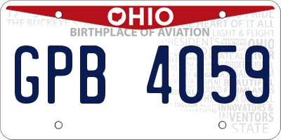 OH license plate GPB4059
