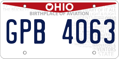 OH license plate GPB4063