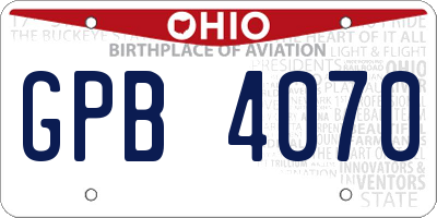 OH license plate GPB4070