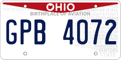 OH license plate GPB4072