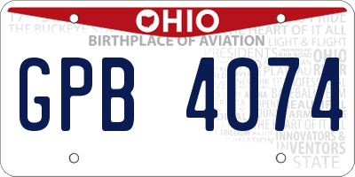 OH license plate GPB4074
