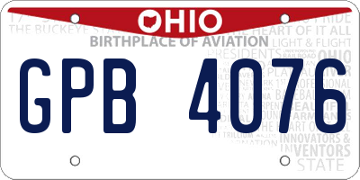 OH license plate GPB4076