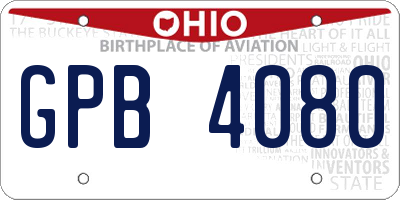 OH license plate GPB4080