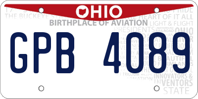 OH license plate GPB4089
