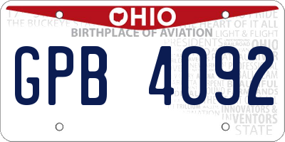 OH license plate GPB4092
