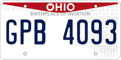 OH license plate GPB4093