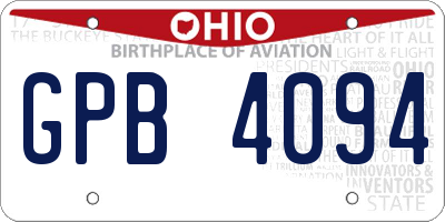 OH license plate GPB4094