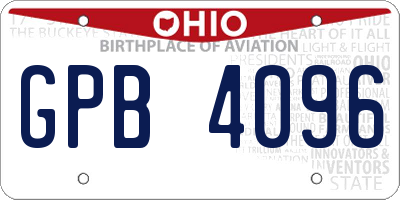 OH license plate GPB4096