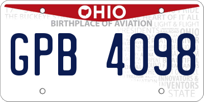 OH license plate GPB4098