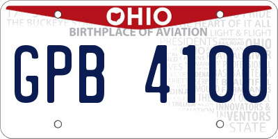 OH license plate GPB4100