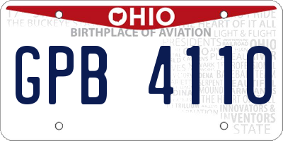OH license plate GPB4110