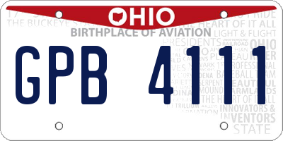OH license plate GPB4111