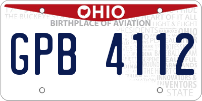 OH license plate GPB4112
