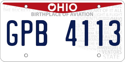 OH license plate GPB4113