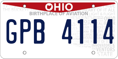 OH license plate GPB4114