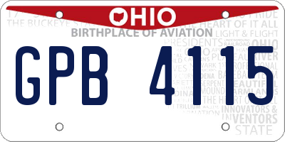 OH license plate GPB4115