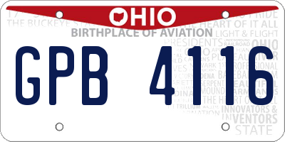 OH license plate GPB4116