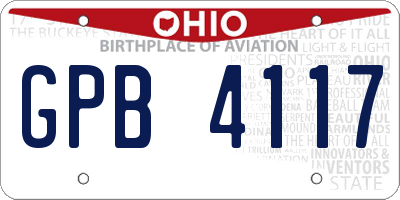 OH license plate GPB4117