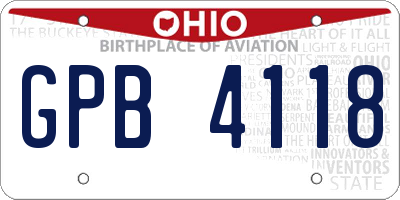 OH license plate GPB4118