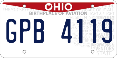 OH license plate GPB4119