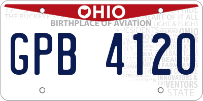 OH license plate GPB4120