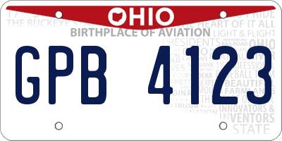OH license plate GPB4123