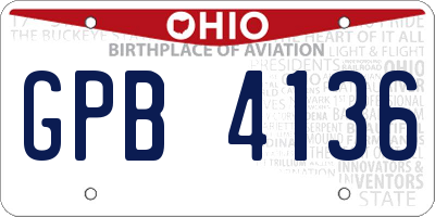 OH license plate GPB4136