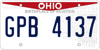 OH license plate GPB4137