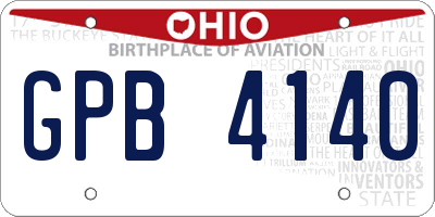 OH license plate GPB4140