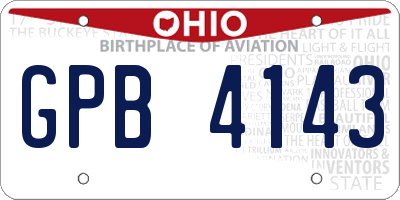 OH license plate GPB4143