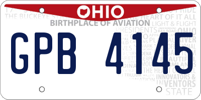 OH license plate GPB4145