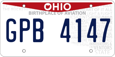 OH license plate GPB4147