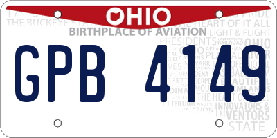 OH license plate GPB4149