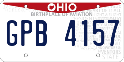 OH license plate GPB4157