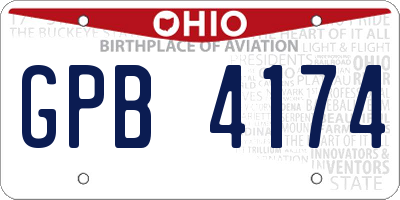 OH license plate GPB4174