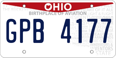 OH license plate GPB4177