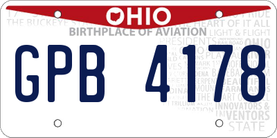 OH license plate GPB4178