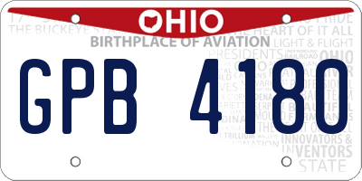 OH license plate GPB4180