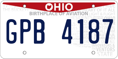 OH license plate GPB4187