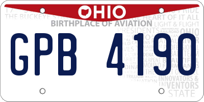 OH license plate GPB4190